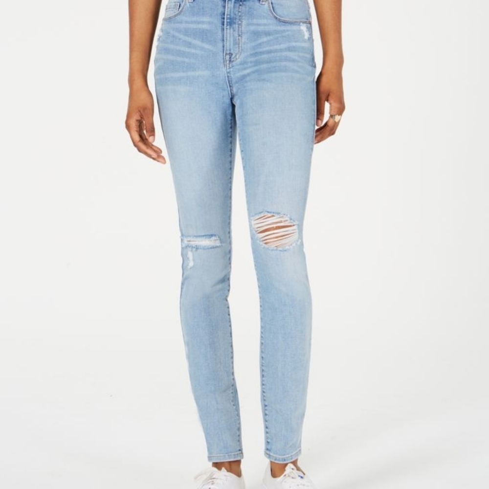 Super High Rise Denim Ripped Skinny Jeans Women